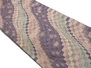 市松に斜め縞模様織出し名古屋帯